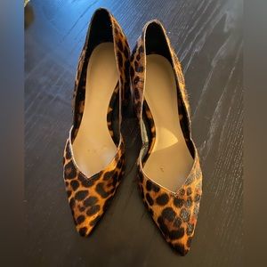 Leopard Calf Hair Block Heels 7